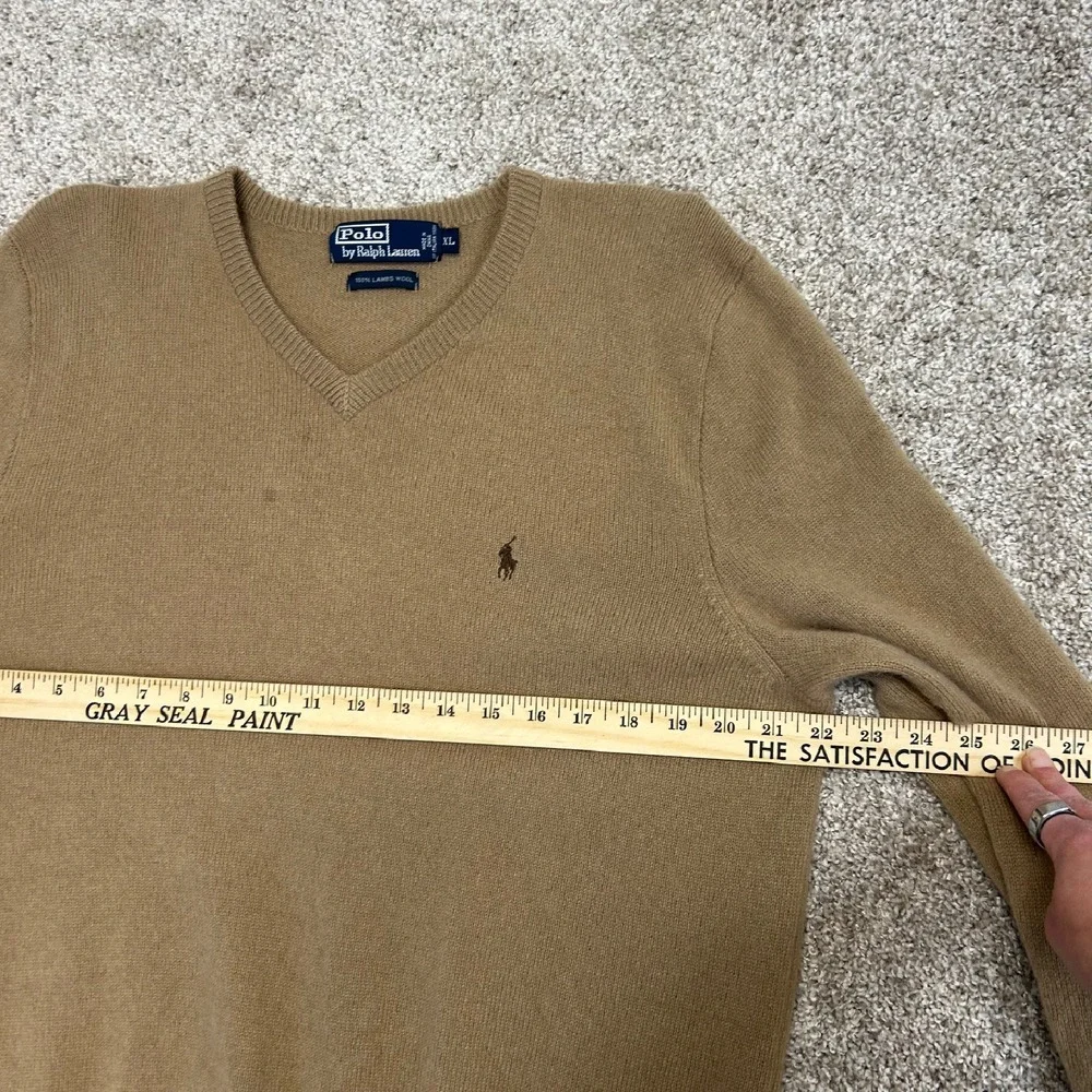 Polo Ralph Lauren 100% Lambs Wool Italian Yarn V-Neck Sweater Men‎ Size XL